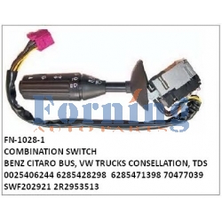 0025406244, 6285428298, 6285471398 70477039  SWF202921 2R2953513, COMBINATION SWITCH, FN-1028-1 for BENZ CITARO BUS, VW TRUCKS CONSELLATION, TDS